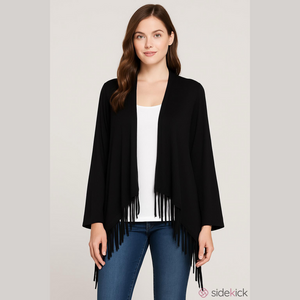 Elegant Black Fringe Women's Top